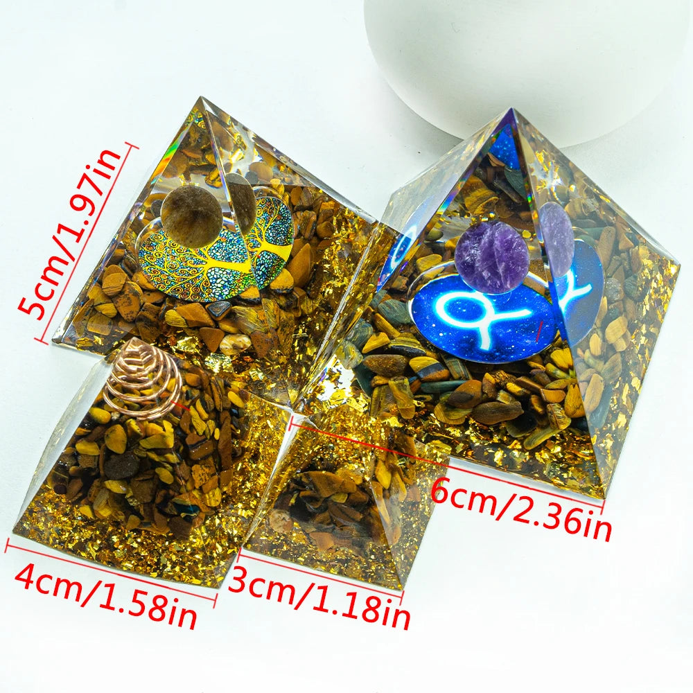 Natural Crystal Energy Pyramid – Quartz & Amethyst Reiki Generator for Chakra Healing & Meditation, 1.18in