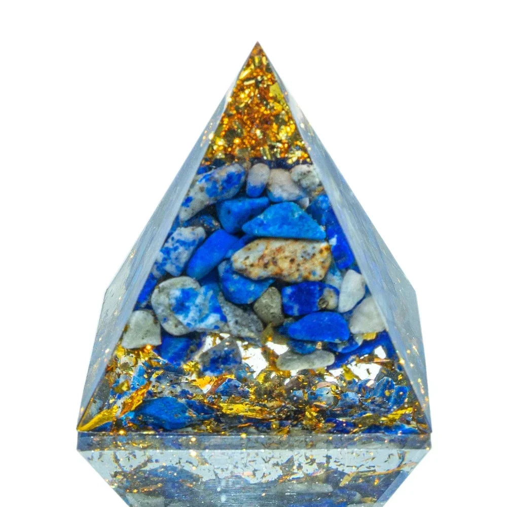 Natural Crystal Energy Pyramid – Quartz & Amethyst Reiki Generator for Chakra Healing & Meditation, 1.18in