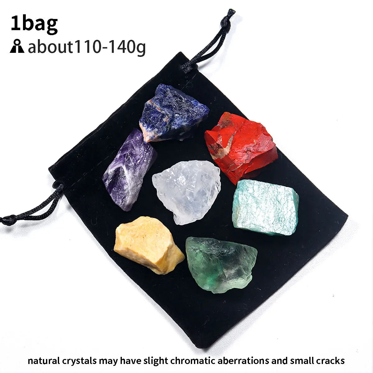 Natural Crystal Chakra Set – 7-Piece - Raw Healing Stones for Meditation & Energy Balance