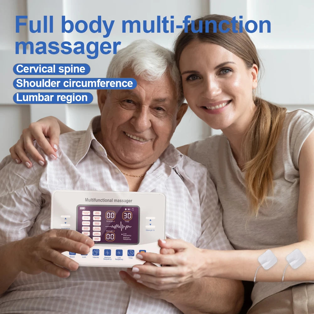Muscle Stimulator TENS & EMS – Low Frequency Electronic Pulse Massager with Dual Channels & Touch Control - 12-Mode