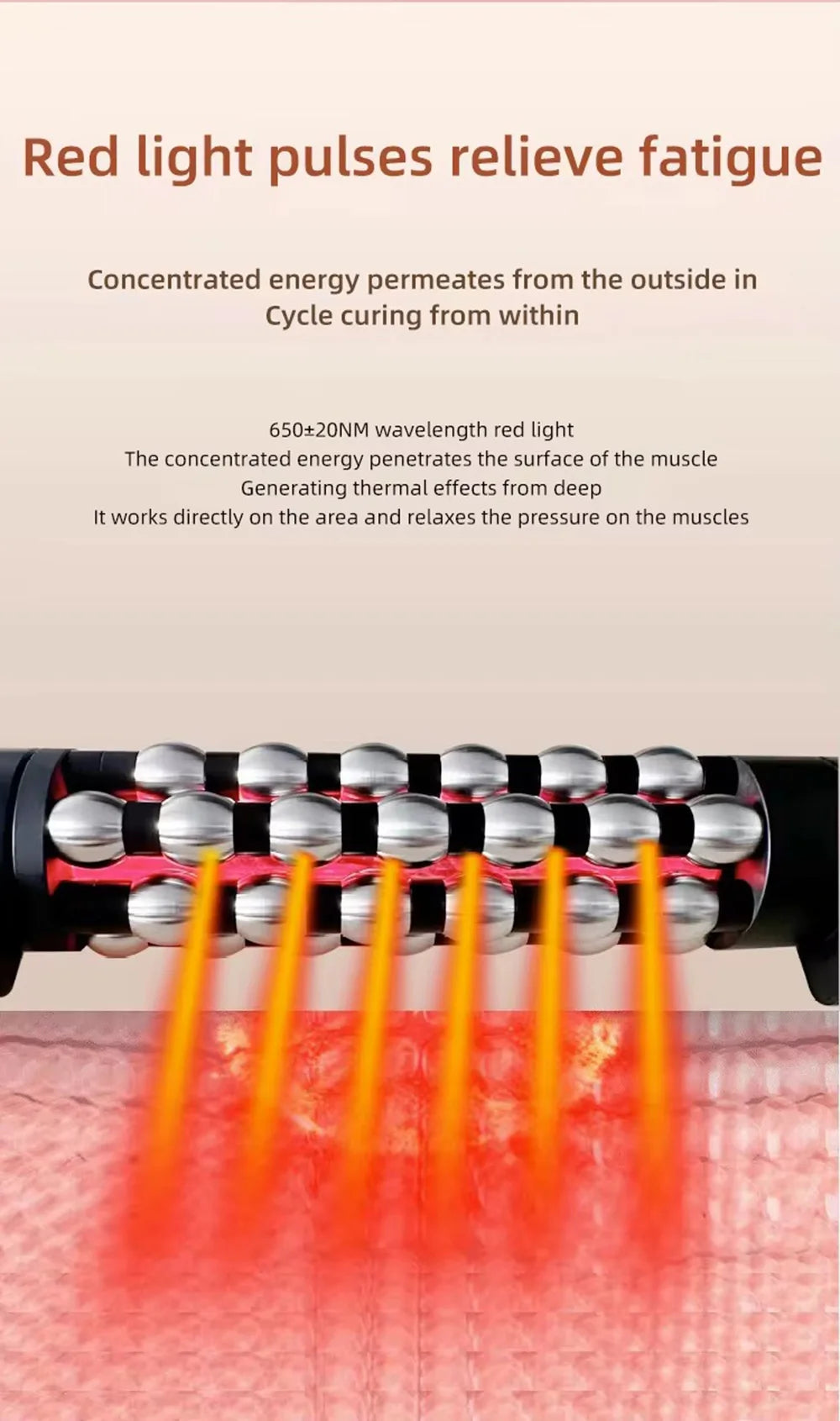 360° Rotating Red Light Heated Massage Roller – Full Body Anti-Cellulite & Muscle Relaxation Device