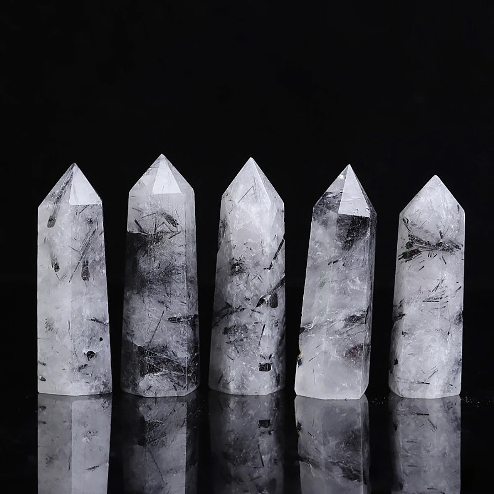 Natural Stone & Crystal Point Wand – Obelisk for Healing, Meditation & Decor