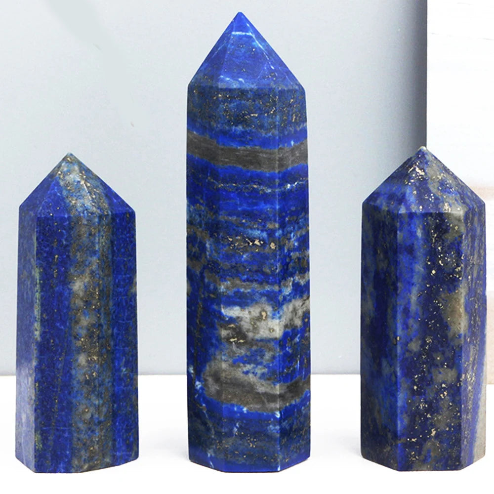 Lapis Lazuli Single Pointed Hexagonal Crystal Tower – Natural Stone Prism for Healing & Home Decor