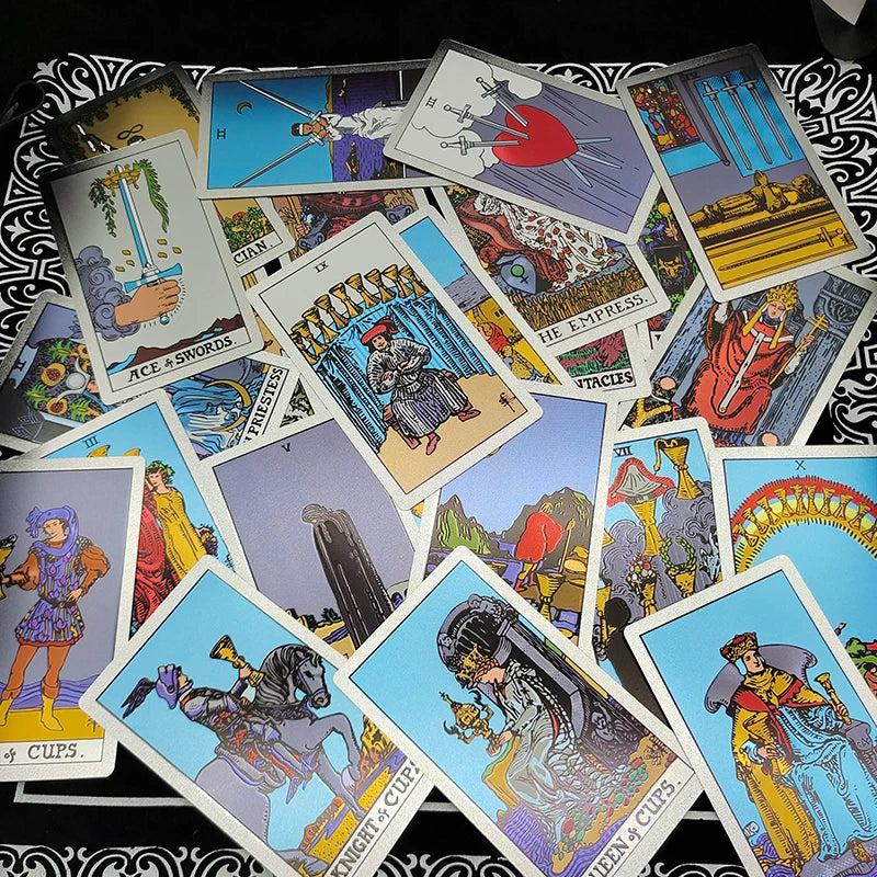 Gold Foil Waterproof Tarot Card Deck – Rose Pink PET Plastic Oracle Cards for Divination & Board Game Play