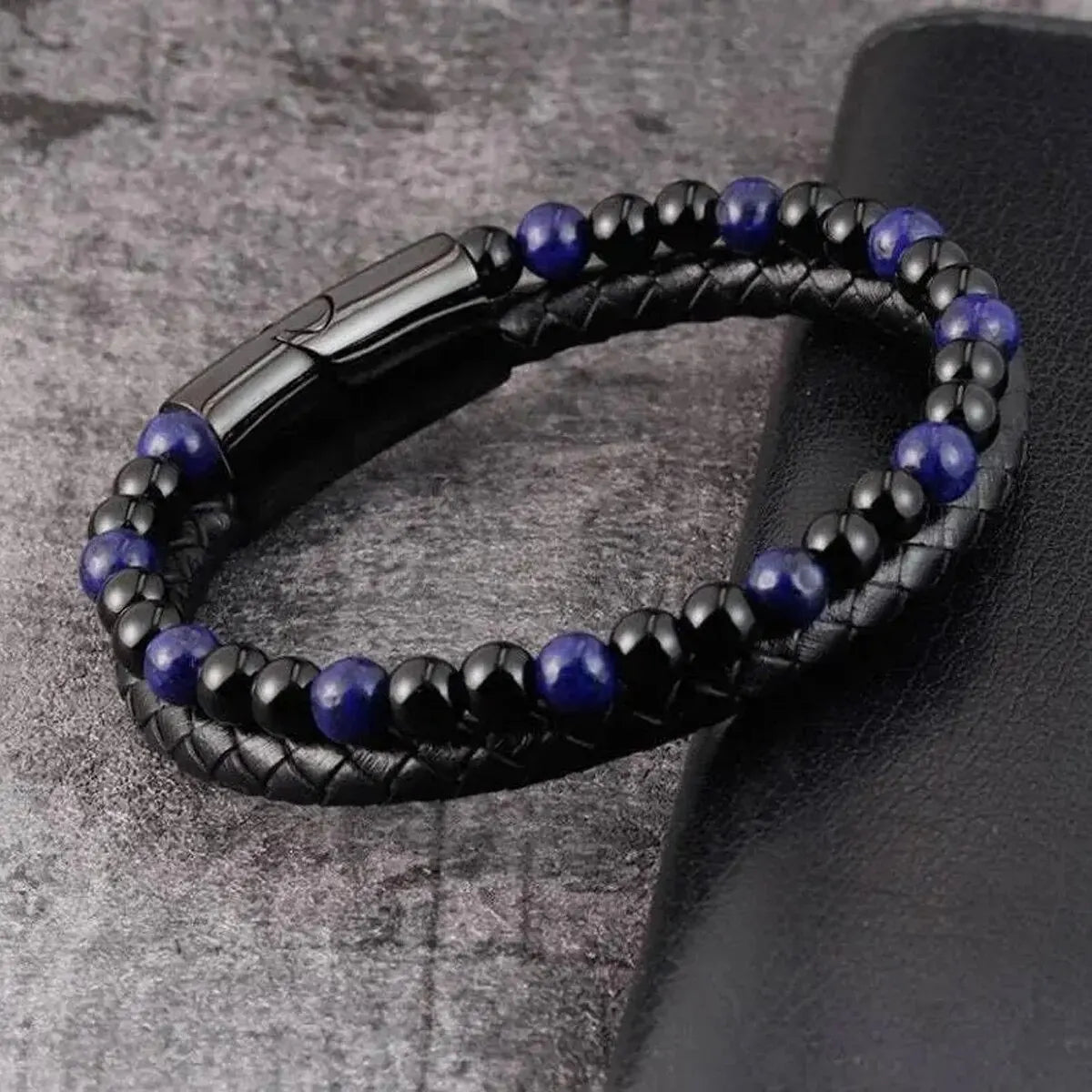 Stainless Steel Tiger Eye & Lava Stone Bead Bracelet – Unisex Natural Energy Jewelry