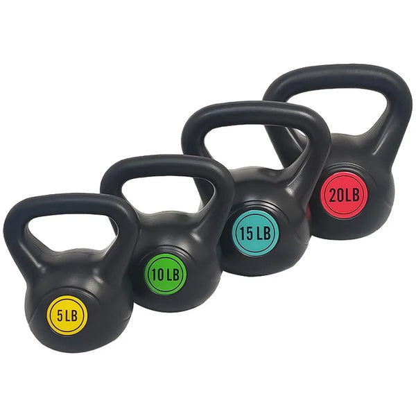 Wide Grip Kettlebell Exercise Fitness Weight Set – 4-Piece Set (5lb, 10lb, 15lb, 20lb)