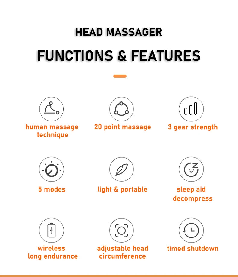 20-Head Red Light Scalp Massager – Electric Octopus Vibrator for Stress Relief & Migraine Support