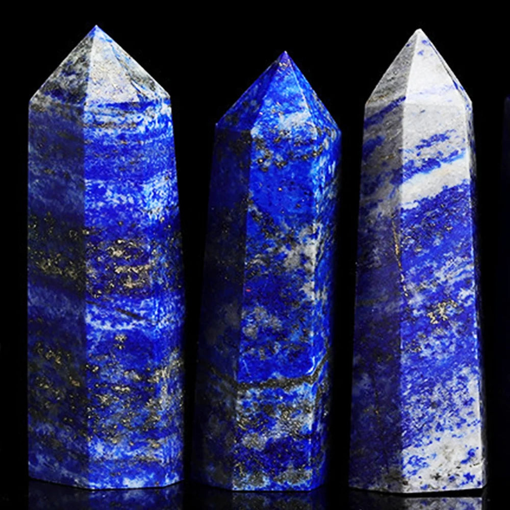Lapis Lazuli Single Pointed Hexagonal Crystal Tower – Natural Stone Prism for Healing & Home Decor