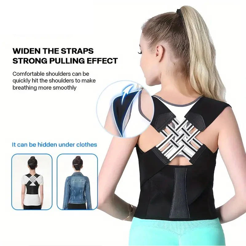Adjustable Full Back Posture Corrector Brace – Unisex Support