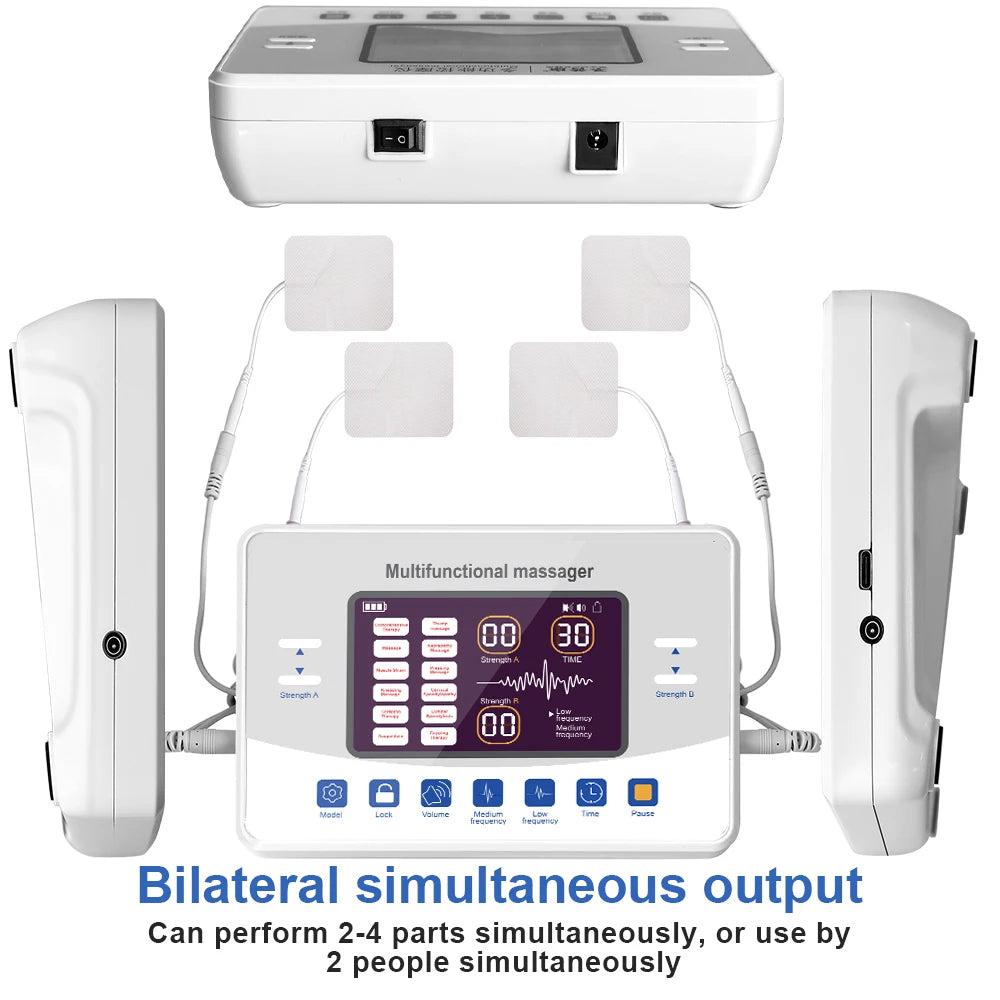 Muscle Stimulator TENS & EMS – Low Frequency Electronic Pulse Massager with Dual Channels & Touch Control - 12-Mode