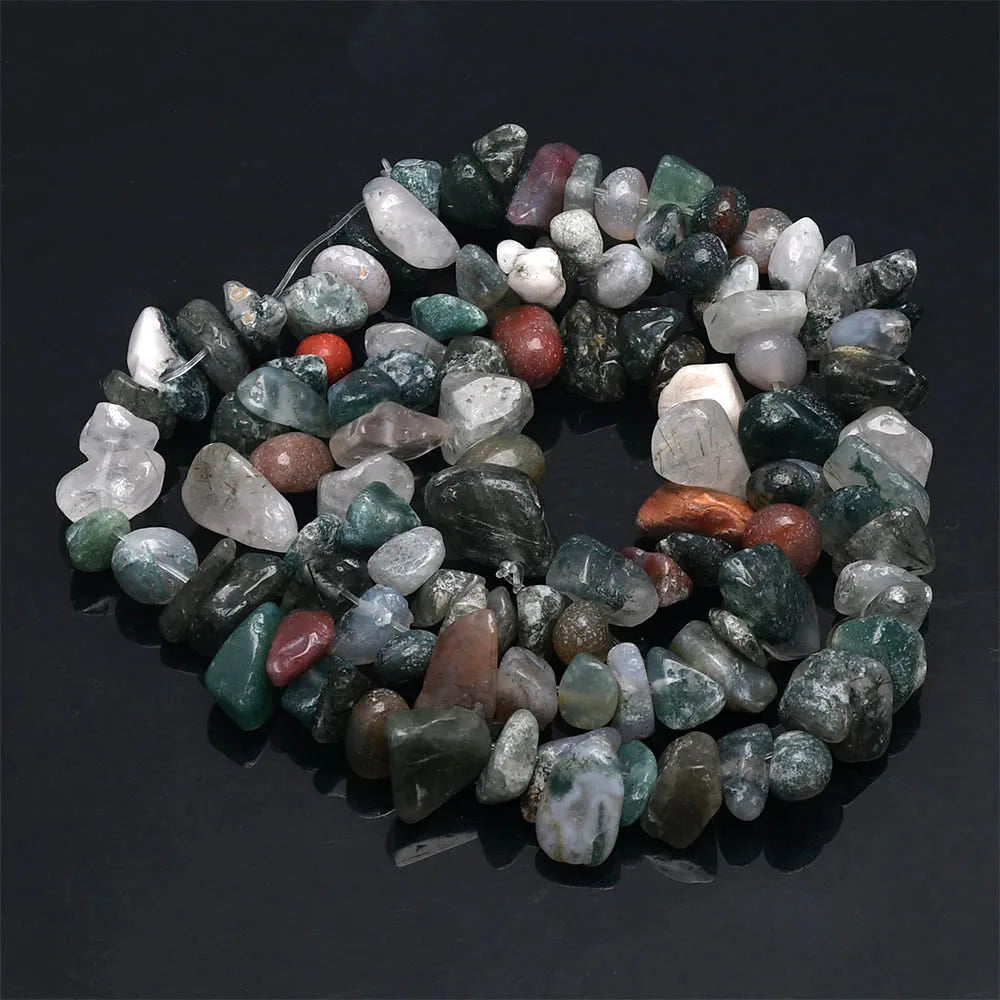 Natural Stone Chip Beads – 5-8mm Irregular Crystal Gravel for DIY Jewelry, 16-Inch (Model HK058)
