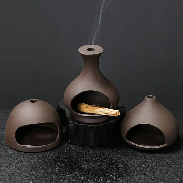 Handmade Ceramics Palo Santo Holder Sages Stick Dish Smudge Bowl Cone Incense Burner Chimenea Yoga Meditation Zen Decoration