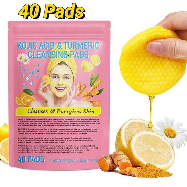 40pcs Turmeric Kojic Acid Cleansing Pads – Daily Exfoliating Skincare