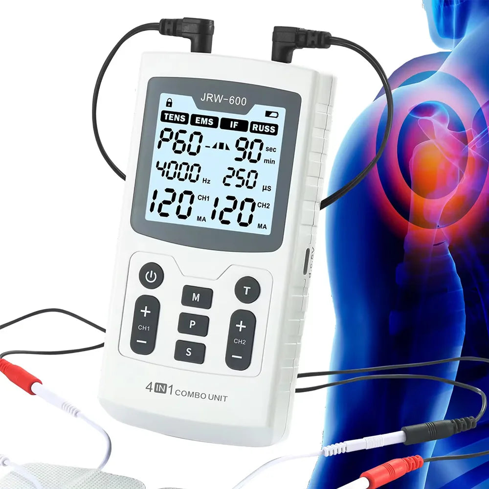 4-in-1 Electric Muscle Stimulator – EMS, IFT, RUSS, and TENS Pulse Physiotherapy Device