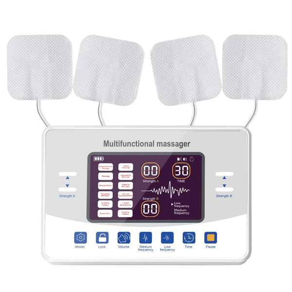 Muscle Stimulator TENS & EMS – Low Frequency Electronic Pulse Massager with Dual Channels & Touch Control - 12-Mode