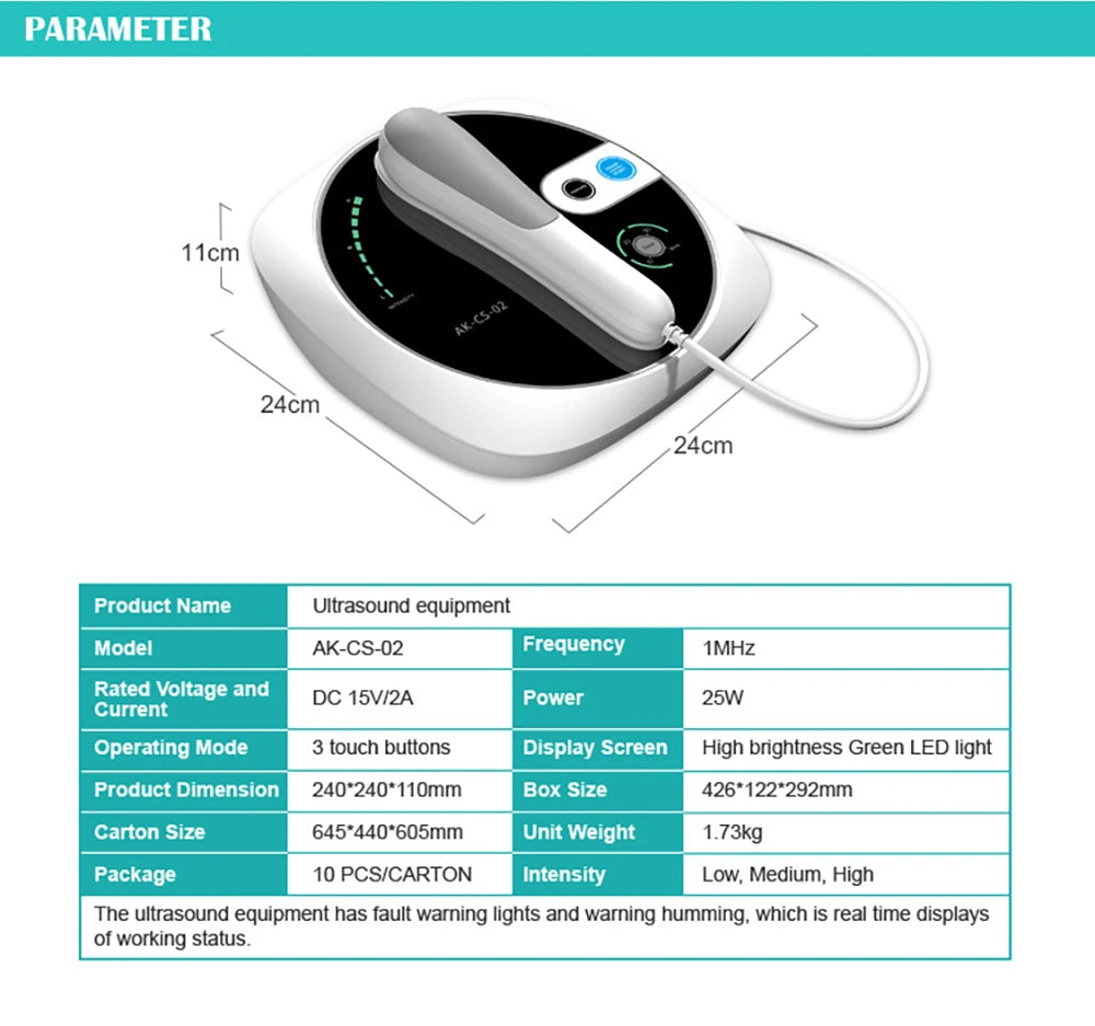 Ultrasound Physiotherapy Massage Device – 1MHz Intensity for Drug-Free Muscle & Joint Pain Relief