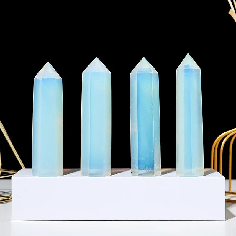 Natural Stone & Crystal Point Wand – Obelisk for Healing, Meditation & Decor