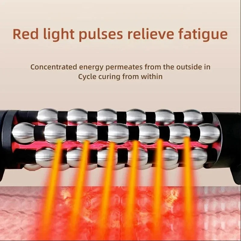360° Rotating Red Light Heated Massage Roller – Full Body Anti-Cellulite & Muscle Relaxation Device