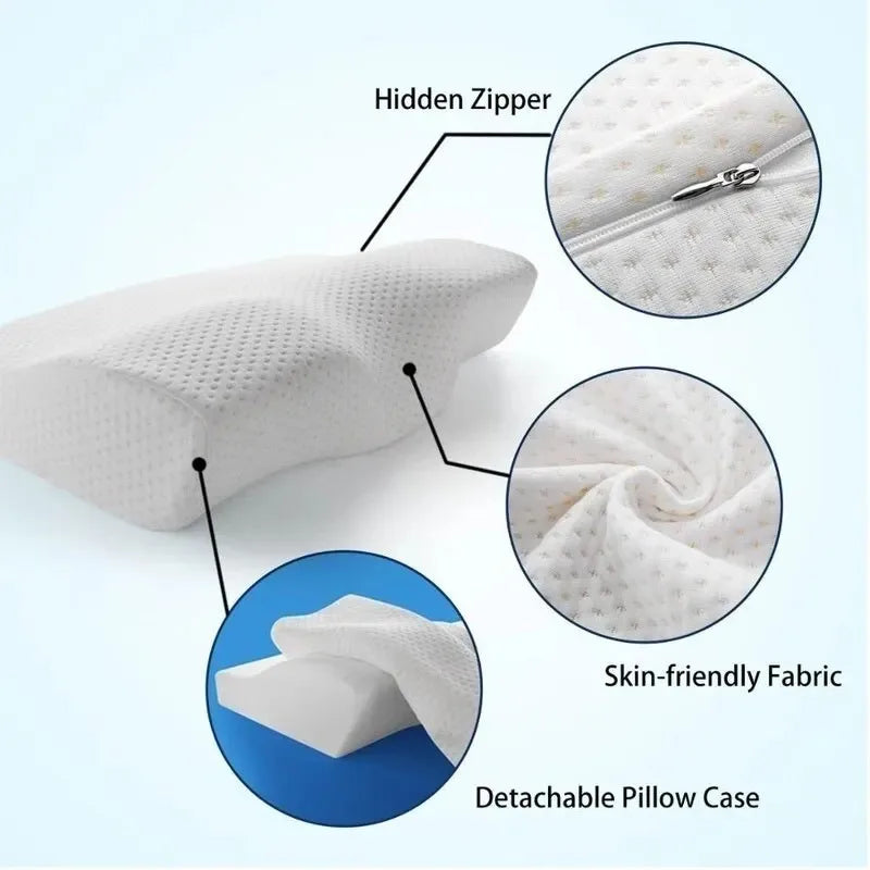 Orthopedic Memory Foam Butterfly Shaped Pillow – Neck Protection for Deep, Restful Sleep