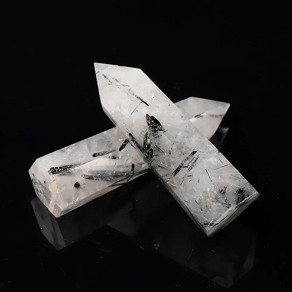 Natural Stone & Crystal Point Wand – Obelisk for Healing, Meditation & Decor