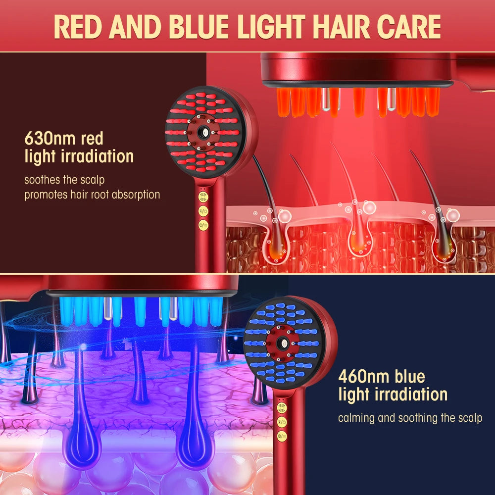 Infrared Electric Scalp Massager Comb – Hair Growth Stimulator & Essence Applicator, 3-Mode
