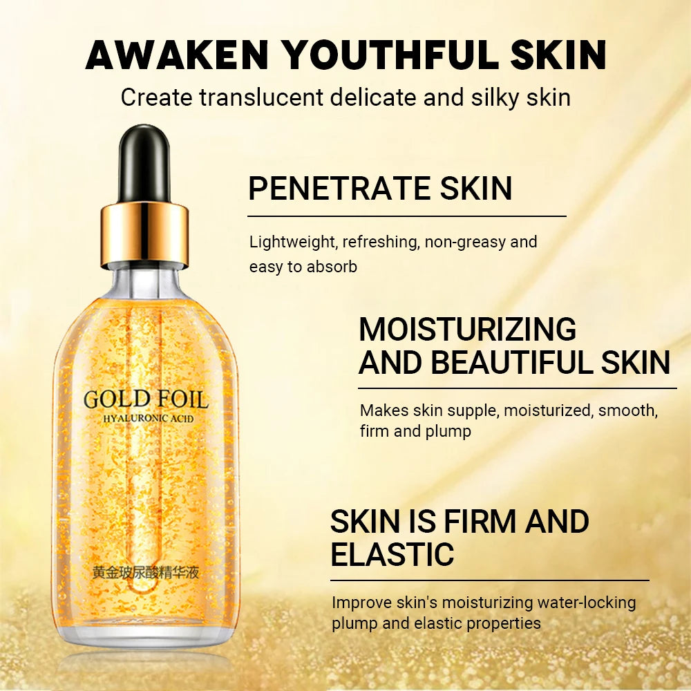 Gold Hyaluronic Acid & Nicotinamide Face Serum – Anti-Aging, Whitening & Collagen Boosting Skincare, 100ml 24K