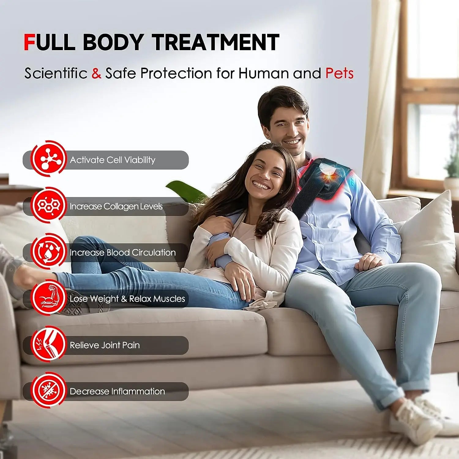 Red & Infrared Light Therapy Belt – 60 LEDs- 660nm & 850nm Slimming Heat Pad for Back, Waist & Full Body Use