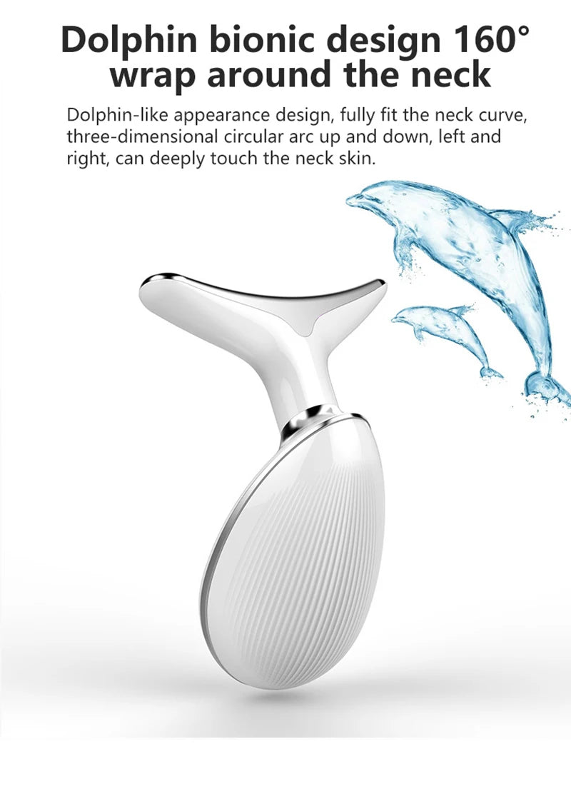 Facial & Neck Massager – 7 Colors LED Anti-Wrinkle - Skin Tightening, Lifting & Double Chin Reduction Tool