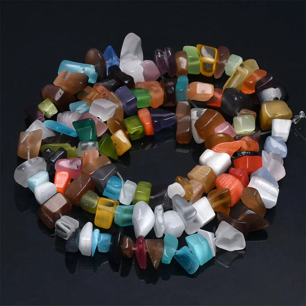 Natural Stone Chip Beads – 5-8mm Irregular Crystal Gravel for DIY Jewelry, 16-Inch (Model HK058)