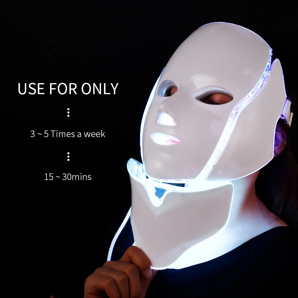 7 Colors Light LED Skin Care Facial Beauty Mask With Neck Skin Rejuvenation Treatment Beauty Anti Acne Therapy Whitening