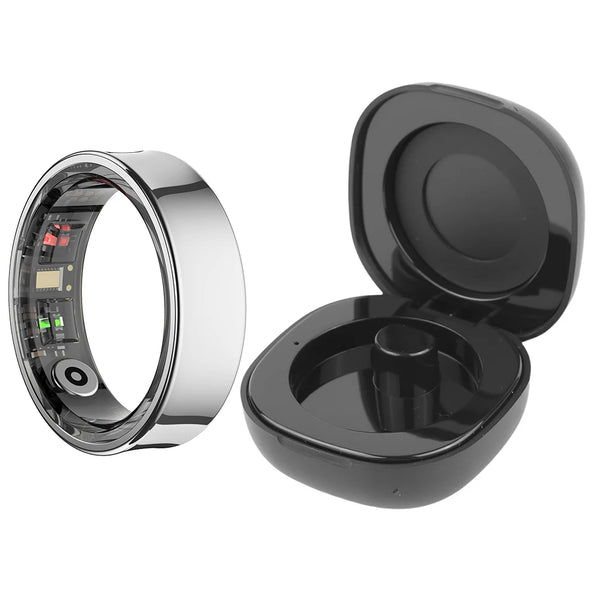 R09 Smart Ring Waterproof Sport Health Ring Heart Rate Blood Oxygen Sleep Monitoring with Charging Case for Xiaomi Samsung Phone