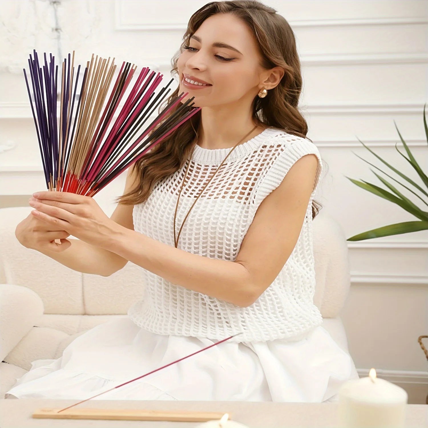 Aromatherapy Incense Sticks Set – 7 Natural Fragrances with Incense Burner for Yoga & Meditation