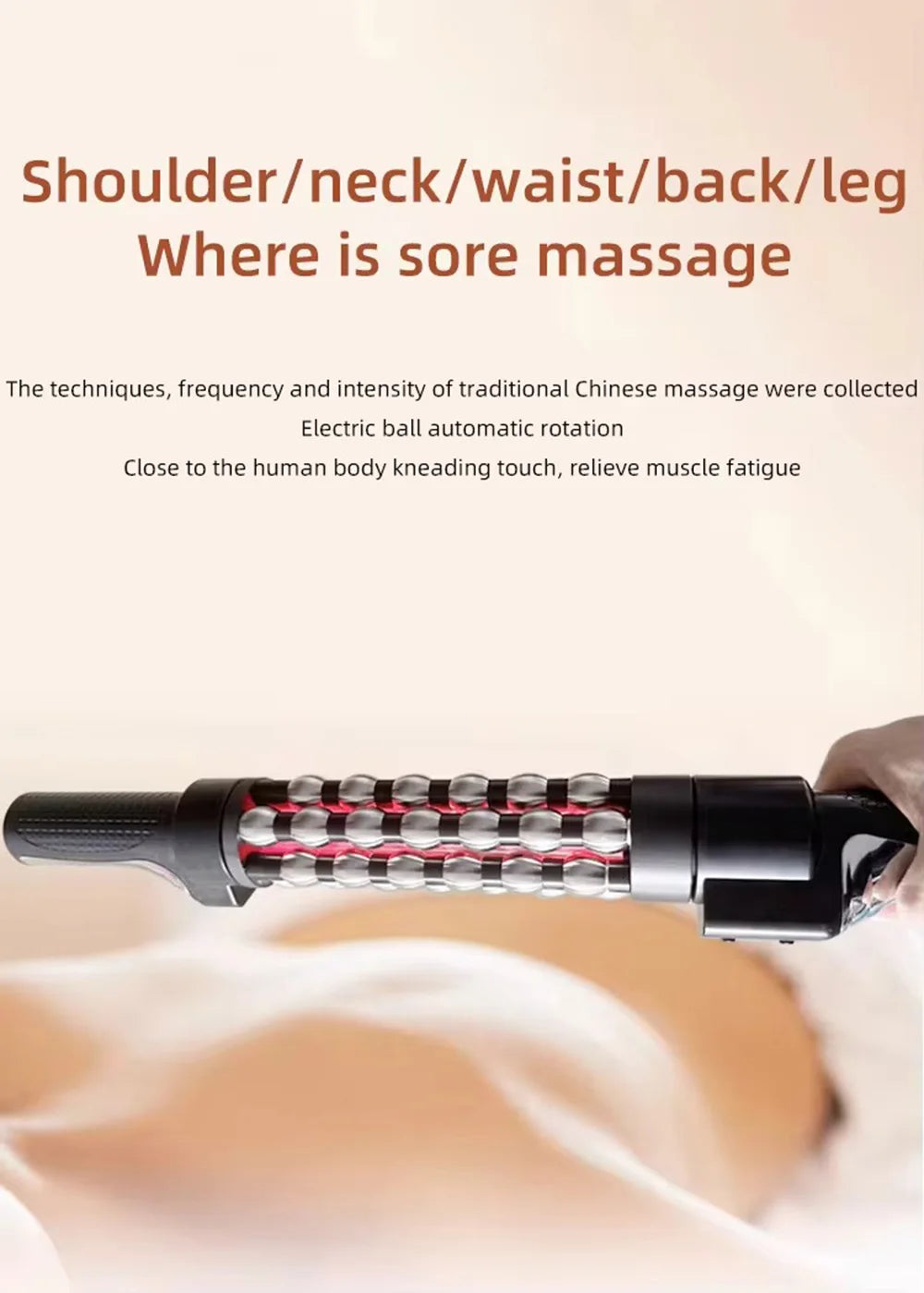 360° Rotating Red Light Heated Massage Roller – Full Body Anti-Cellulite & Muscle Relaxation Device