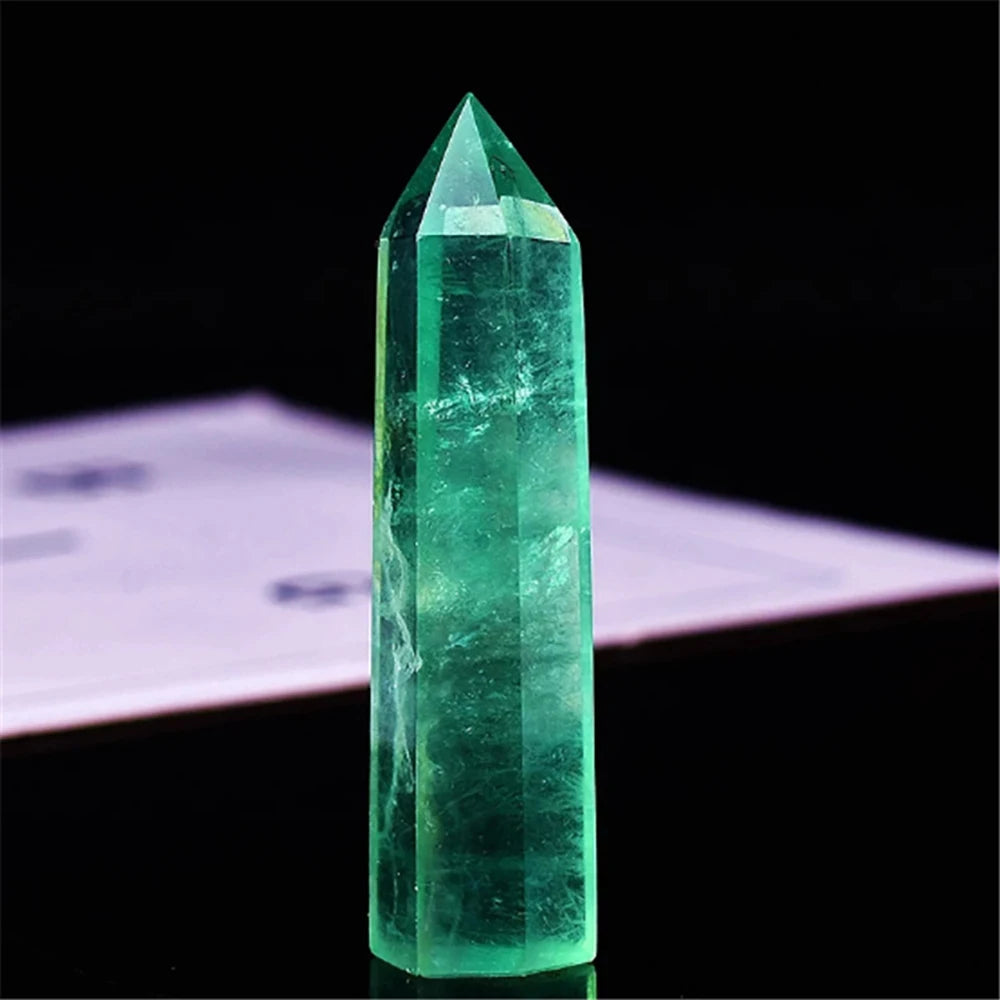Natural Green Fluorite Crystal Obelisk – Polished Pillar for Healing, Energy Work & Home Decor