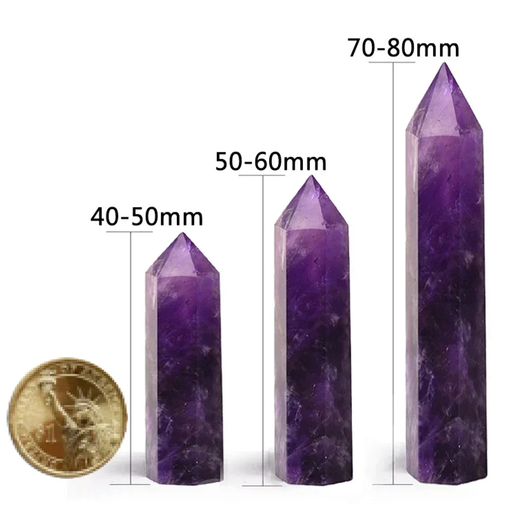 Natural Stone & Crystal Point Wand – Obelisk for Healing, Meditation & Decor