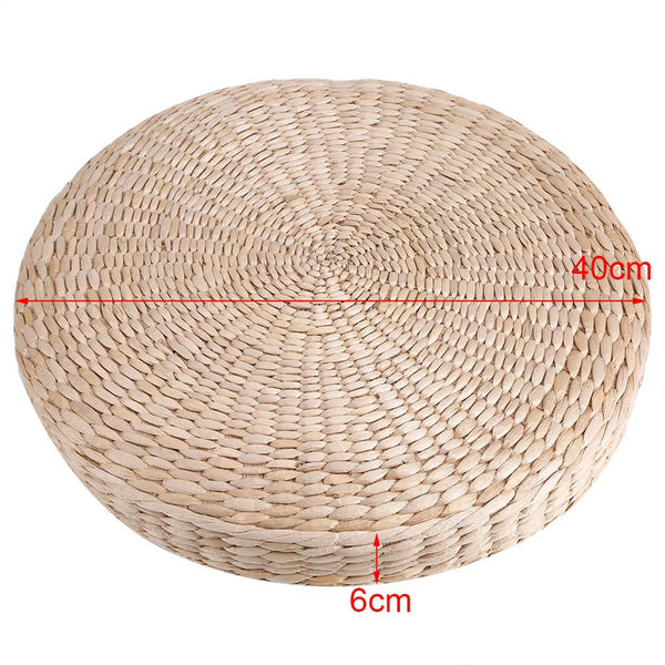 40cm Round Pouf Tatami Cushion Floor Cushions Straw Meditation Soft Yoga Mat
