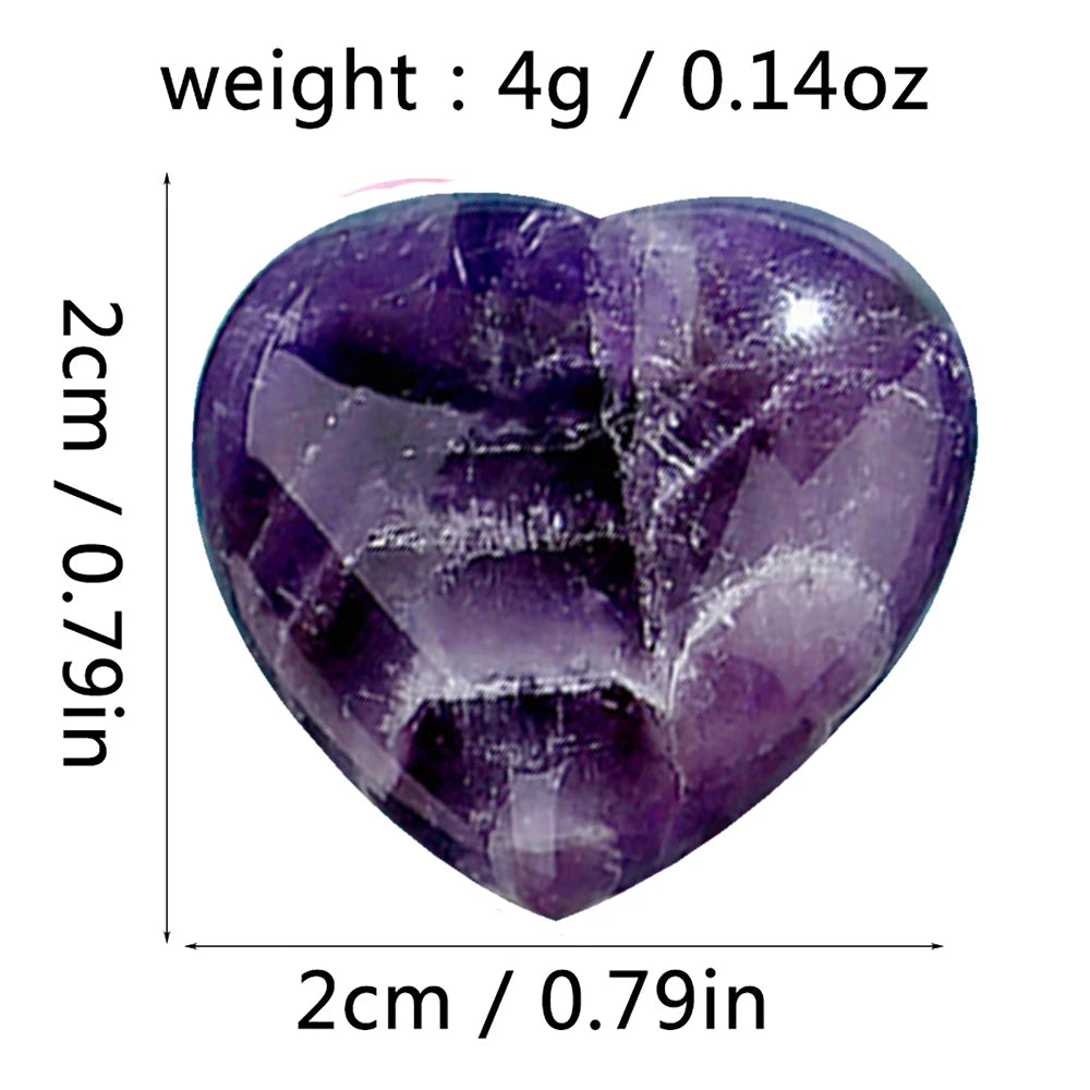 7 Pcs Mini Crystal Heart Stone Sculpture – Polished Chakra Healing Reiki Meditation Decor
