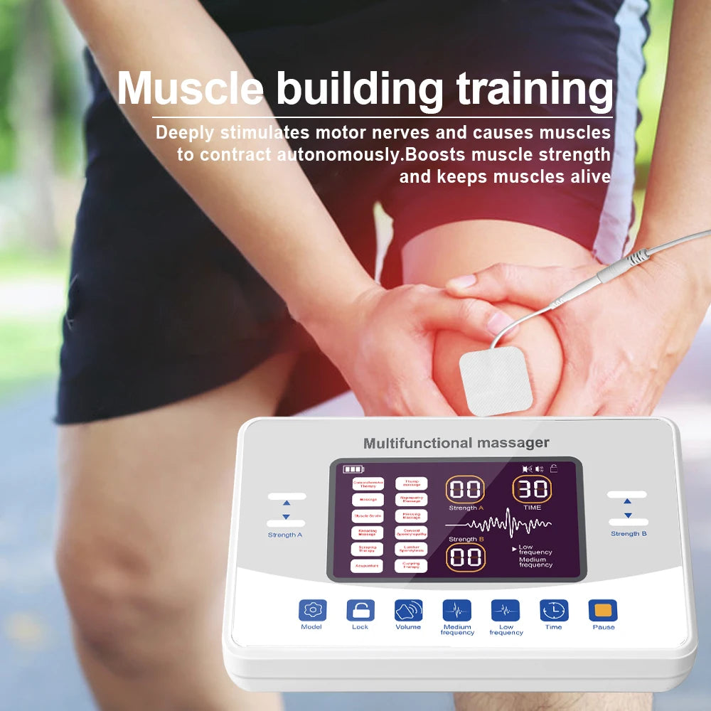 Muscle Stimulator TENS & EMS – Low Frequency Electronic Pulse Massager with Dual Channels & Touch Control - 12-Mode