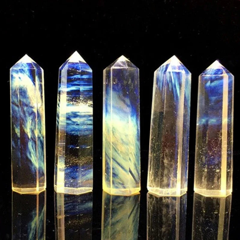 Natural Stone & Crystal Point Wand – Obelisk for Healing, Meditation & Decor