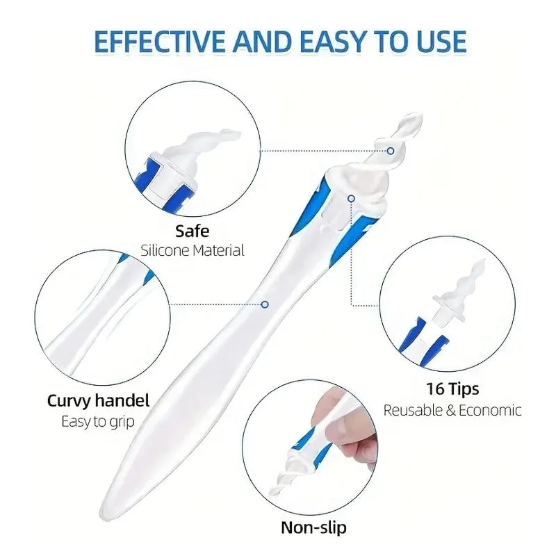 Spiral Silicone Ear Wax Removal Tool – Reusable & Gentle Ear Cleaner for Safe Hygien\