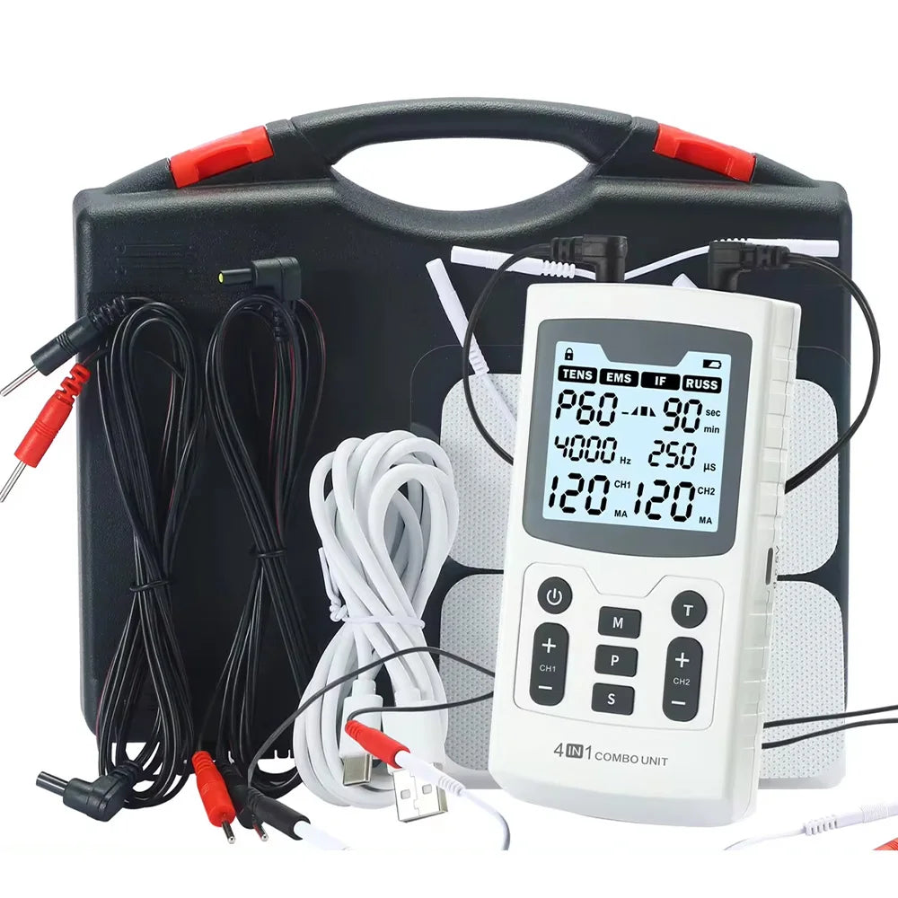 4-in-1 Electric Muscle Stimulator – EMS, IFT, RUSS, and TENS Pulse Physiotherapy Device