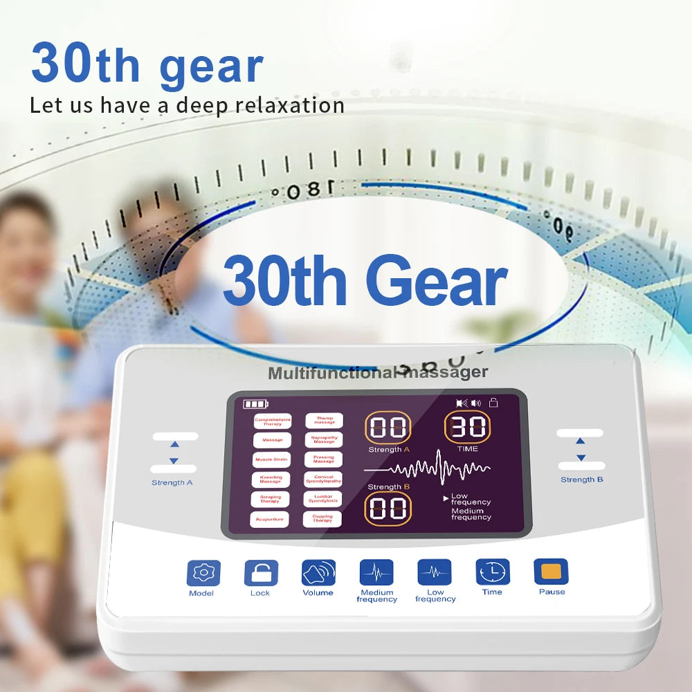 Muscle Stimulator TENS & EMS – Low Frequency Electronic Pulse Massager with Dual Channels & Touch Control - 12-Mode