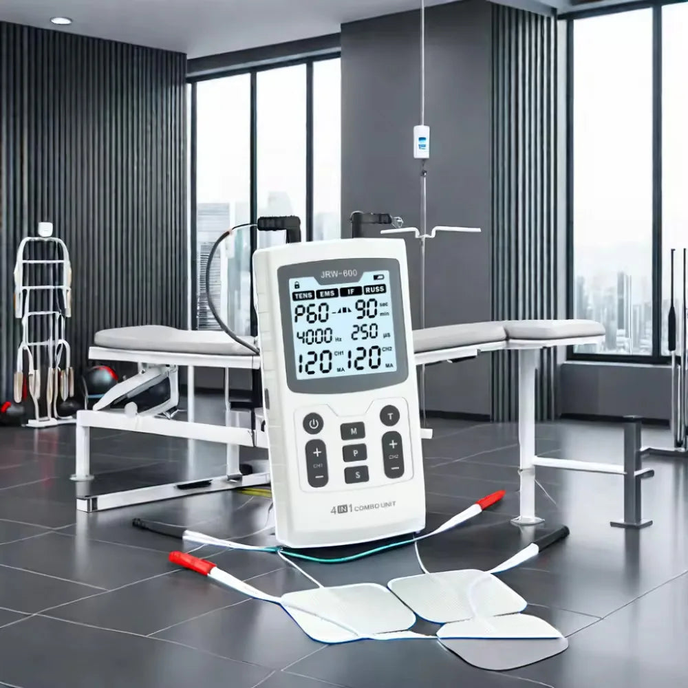 4-in-1 Electric Muscle Stimulator – EMS, IFT, RUSS, and TENS Pulse Physiotherapy Device