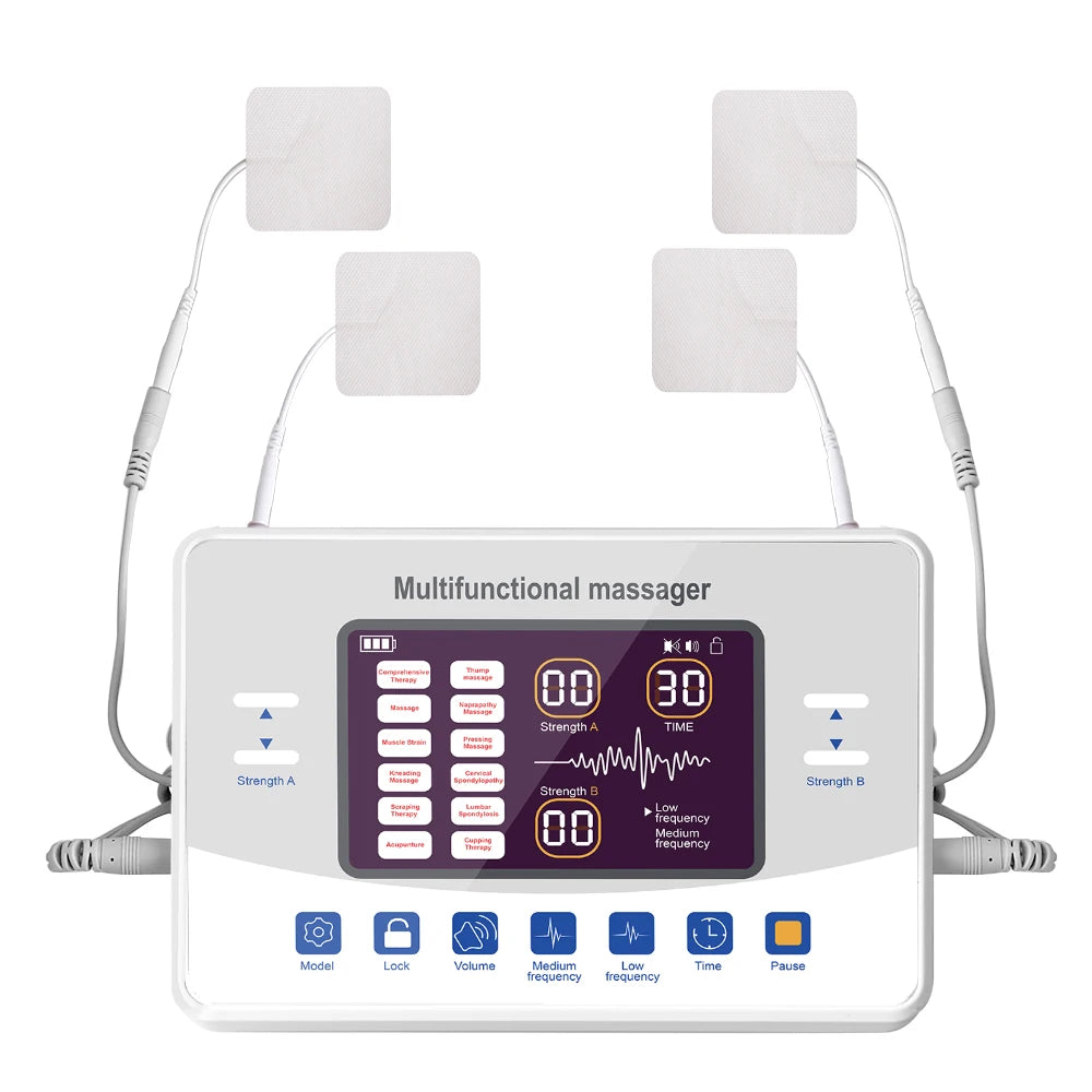 Muscle Stimulator TENS & EMS – Low Frequency Electronic Pulse Massager with Dual Channels & Touch Control - 12-Mode