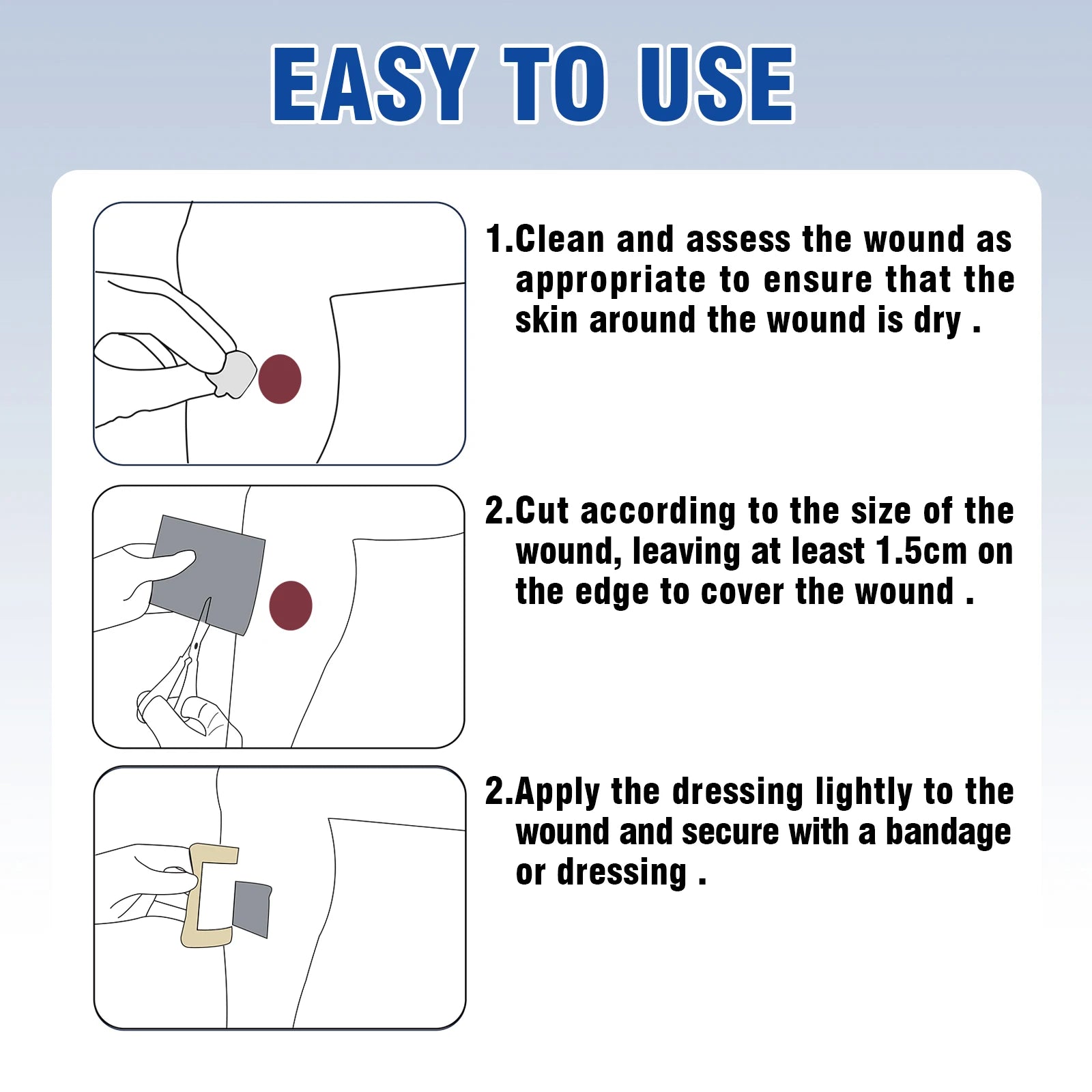 Silver Calcium Alginate Wound Dressing Pads – Soft, Highly Absorbent Wound Care for Effective Healing (2/3/4in, 5/10pcs)