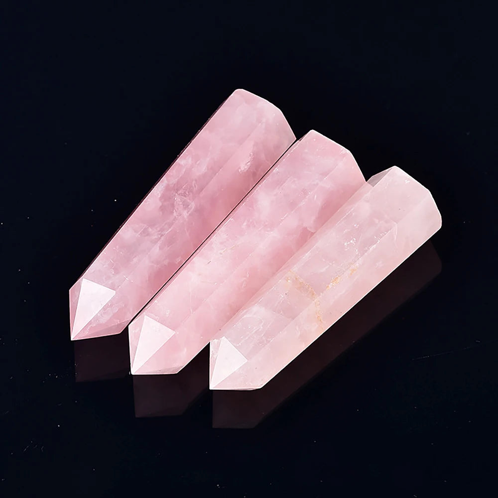 Natural Stone & Crystal Point Wand – Obelisk for Healing, Meditation & Decor