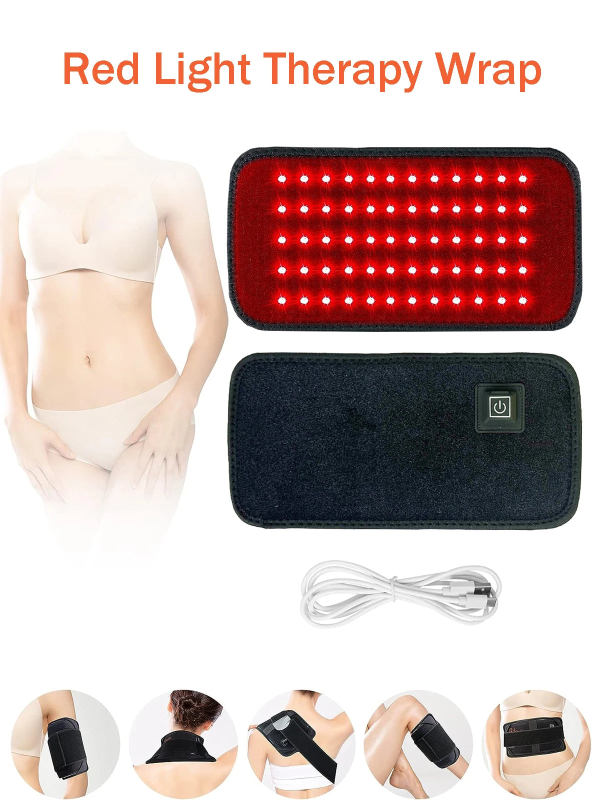 Red & Infrared Light Therapy Belt – 60 LEDs- 660nm & 850nm Slimming Heat Pad for Back, Waist & Full Body Use