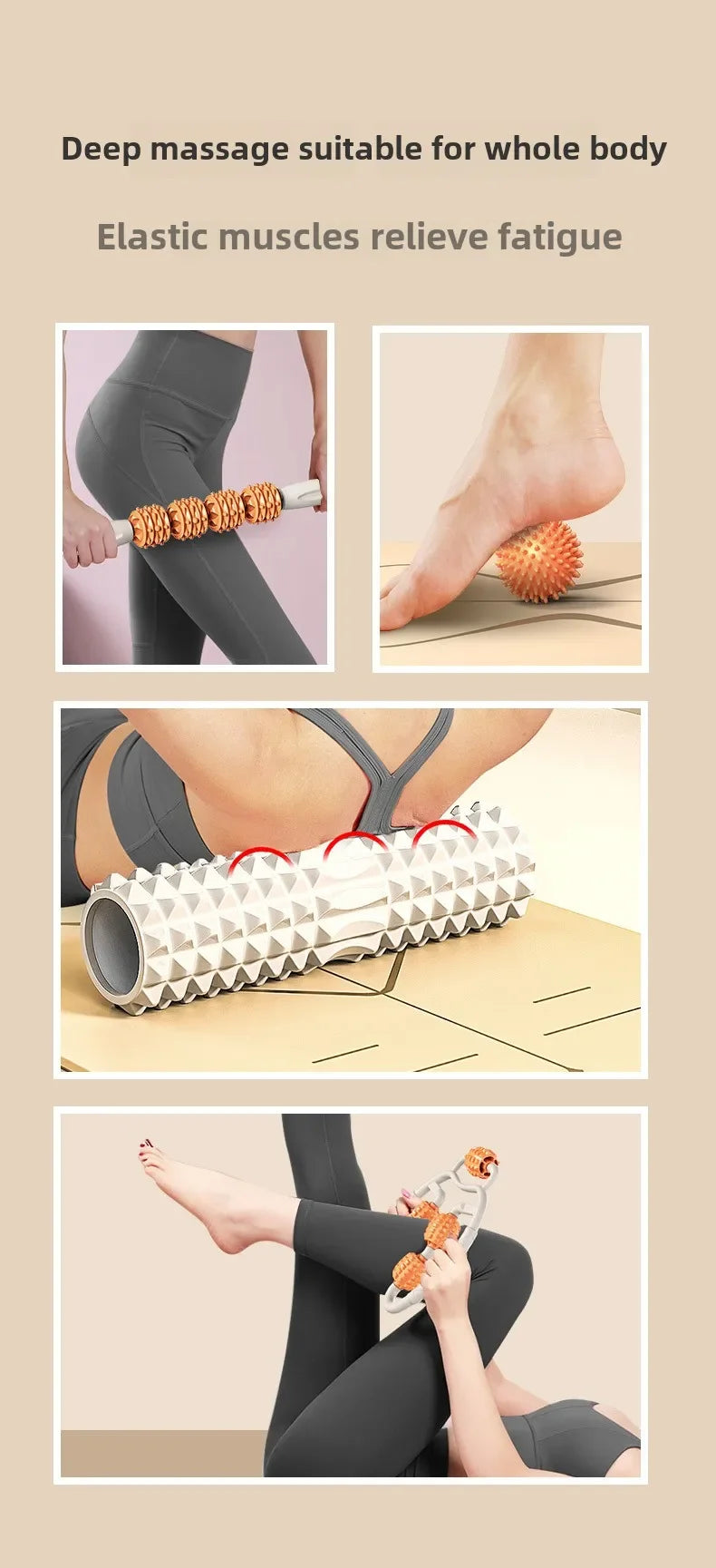 Full Body Massage Mace Foam Roller Set – Complete Muscle Relaxation & Yoga Fitness Equipment Kit