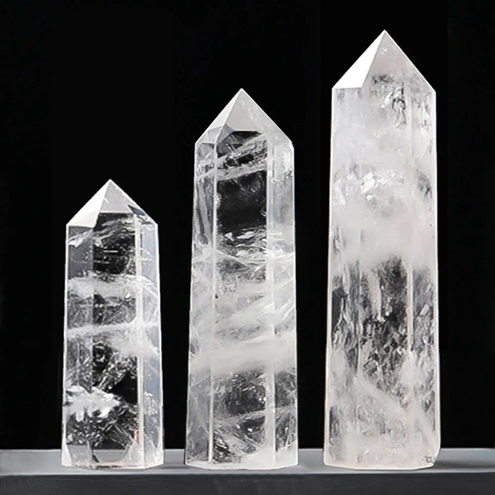 Natural Stone & Crystal Point Wand – Obelisk for Healing, Meditation & Decor