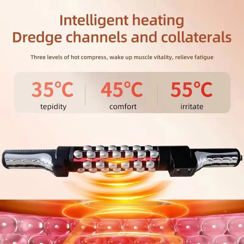 360° Rotating Red Light Heated Massage Roller – Full Body Anti-Cellulite & Muscle Relaxation Device